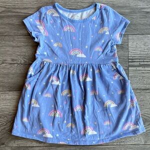 Garanimals Toddler Girl Short Sleeve Twirl Swing Dress with Pockets 3T Rainbow